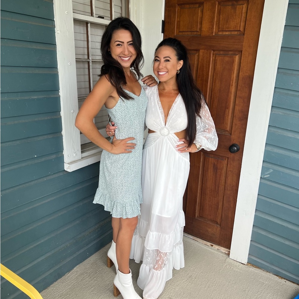 Spring and summer turquoise floral dress - size small